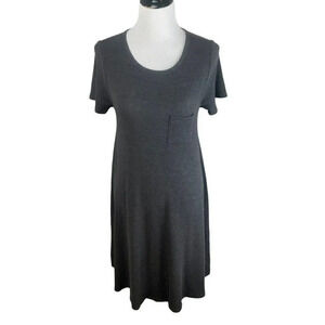 LuLaRoe Carly Swing Dress, Hi-Low, Short Sleeves, Ribbed Material, Gray Size XXS